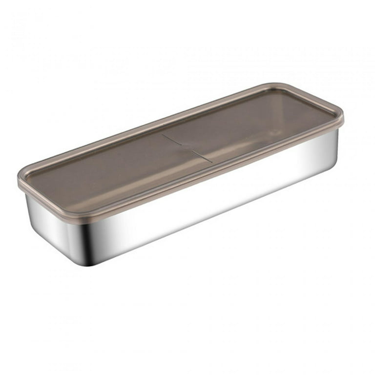 Stainless Steel Food Storage Container Rectangle Fridge Organizer Leakproof Metal  Meal Prep Containers for Picnic, Camping, Work, Travel 26.5cmx10cmx5cm 