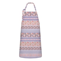 Purple Pioneer Flower Striped Pattern Apron-Garden Aprons for Women with Pockets-Cotton Linen Waterproof Kitchen Cooking Gardening Aprons Adjustable for Kitchen,Cooking,BBQ and Salon 33x27 Inch