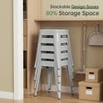 thumbnail image 5 of Stackable Bar Stools Set of 4, Backless 18 Inch Industrial Metal Barstools for Indoor Outdoor Classroom Kitchen Small Gathering (Gray), 5 of 10