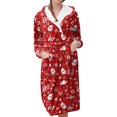 thumbnail image 1 of Women's Fleece Plush Robe Long Warm Plush Bathrobe Loungewear Jacket Printed Comfort Robe, 1 of 5