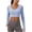 Blue, variant on Workout Tops for Women Long Sleeve Cropped Slim Fitting Scoop Neck Racerback Quick-Dry Yoga Tennis Gym Tops