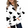 thumbnail image 5 of Kids Hoodie Fleece Cow Print Pullover with Pockets Warm Animal Hooded Sweatshirt, Long Sleeve,Cozy, Casual, Loose Fit, for Girls Ages 3-14 Years, 5 of 6