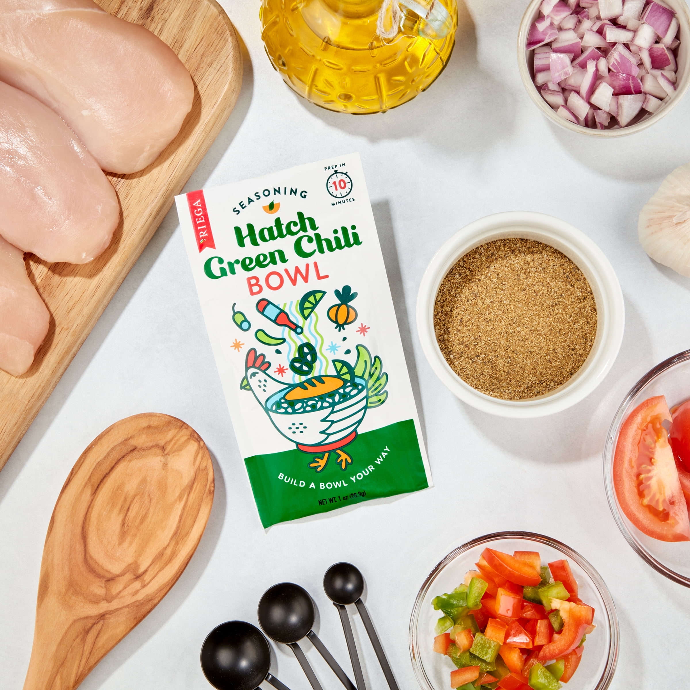 Riega Hatch Green Chili Bowl Original Seasoning Mix, 8 Packets