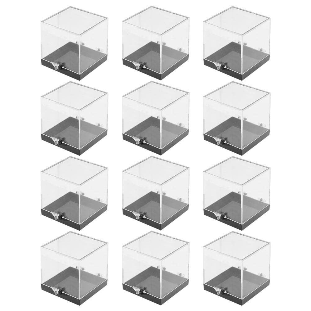 12pcs Plastic Mineral Specimen Storage Cases Square Sample Displaying Boxes
