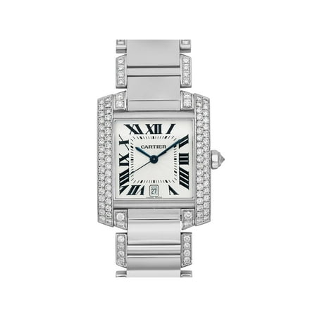 Cartier Tank Francaise 18K White Gold Diamond Silver Dial Unisex Watch WE1003SF