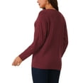 thumbnail image 2 of INSPIRE CHIC Women's' Long Sleeve Sweaters Trendy Lace V Neck Knit Drop Shoulder Pullover Sweater Jumper Tops XL Wine Red, 2 of 6