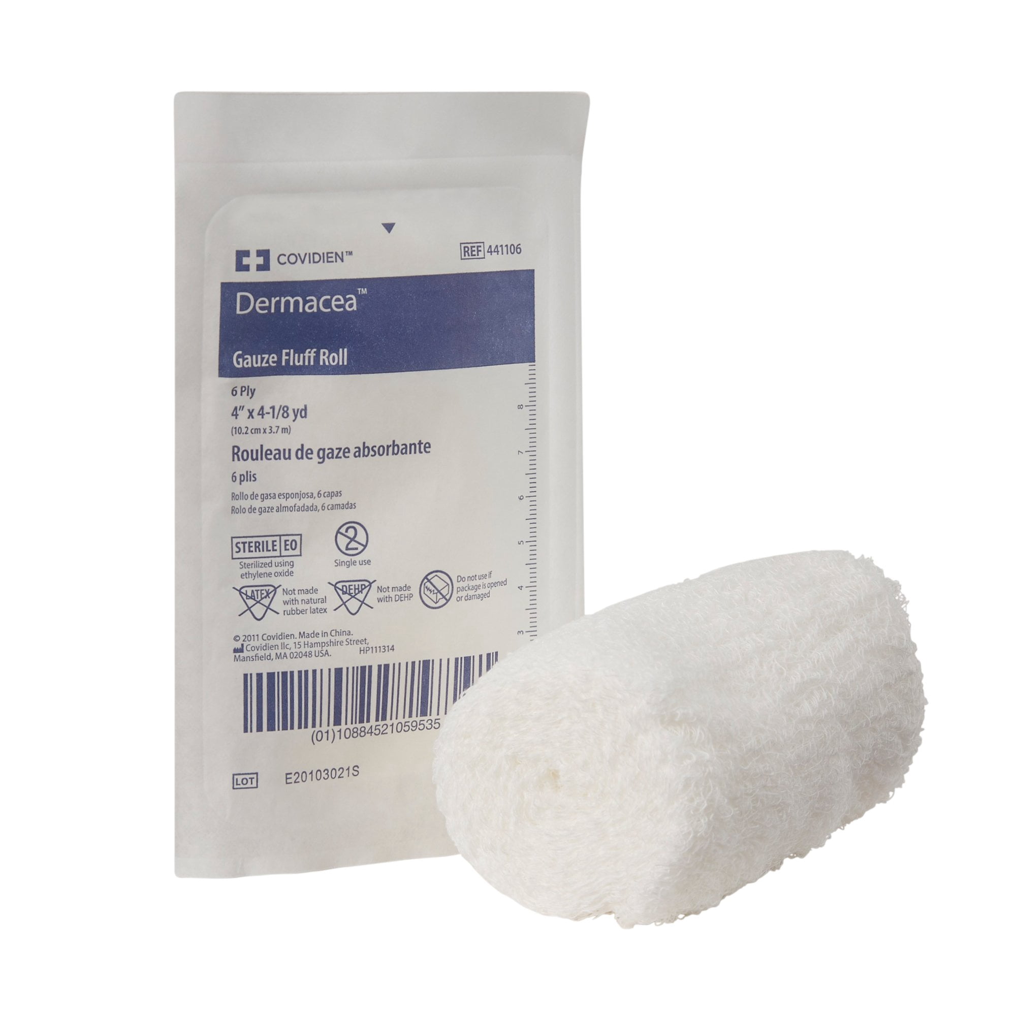 CardinalDermacea™ Fluff Bandage Roll, Gauze, 6-Ply, White, 100/Case (549441_CS)