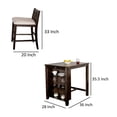 thumbnail image 5 of Benjara Lessi 3pc Counter Height Table Set with Side Shelf, USB , Cherry Brown Wood, 5 of 5