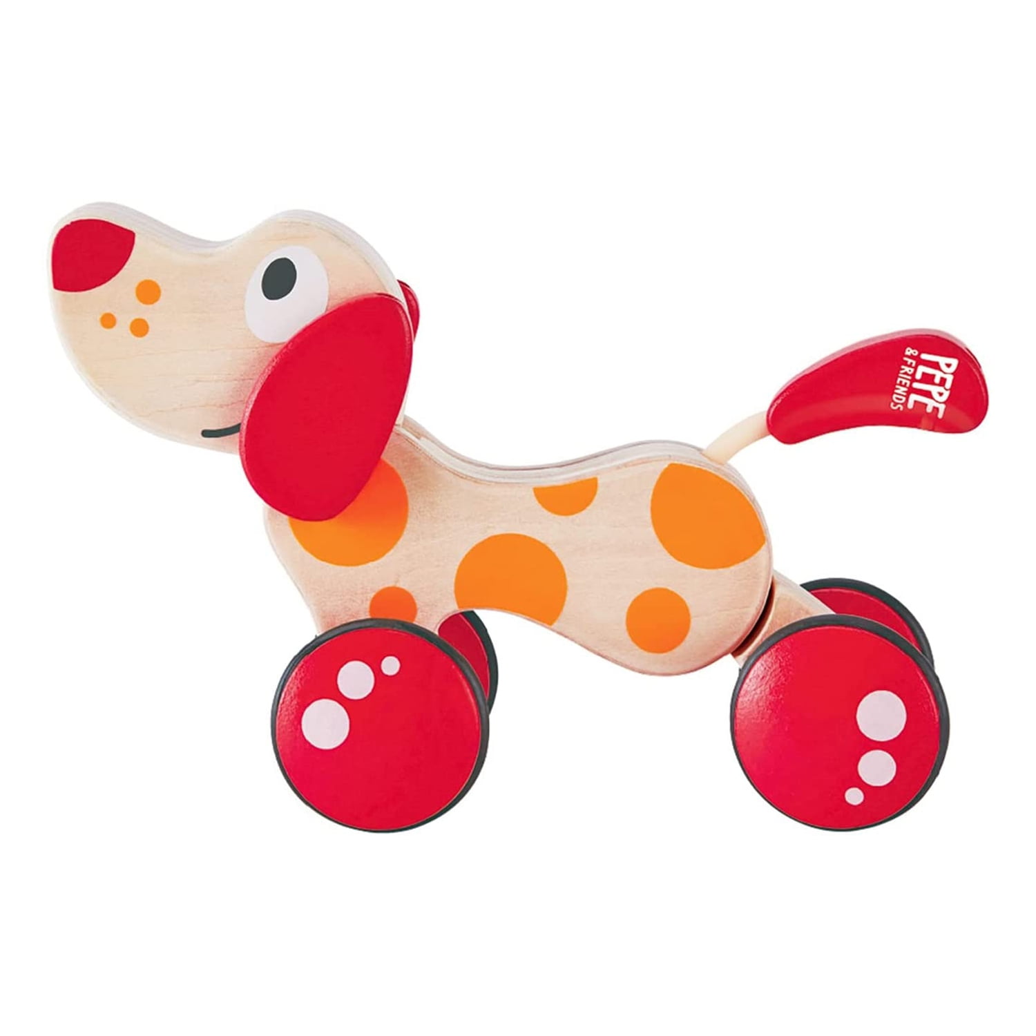 Hape Walk A Long Puppy Wooden Push Pull Toy, Red and Orange, Ages 1 and ...