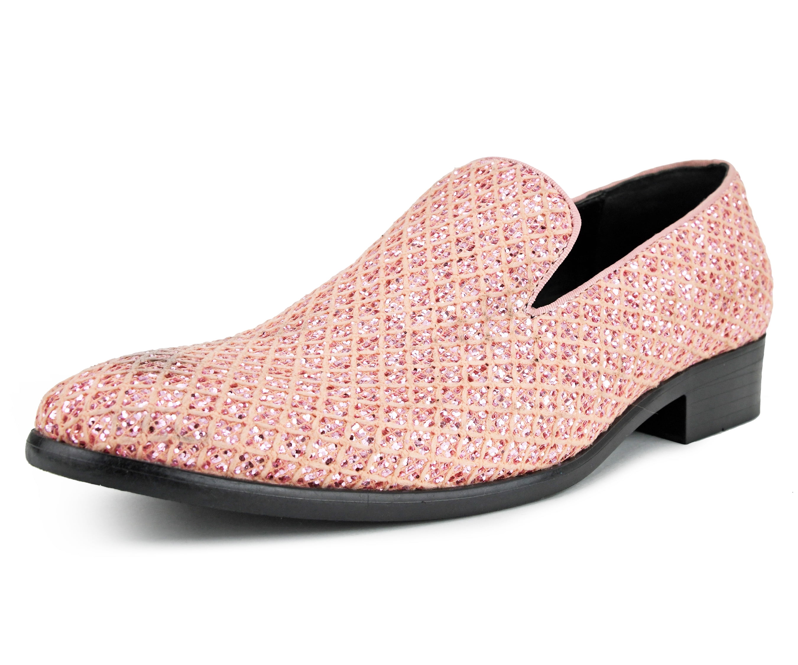 Bolano - Bolano Mens Glitter Tuxedo Slip on Smoking Loafers Pink Size 8 ...