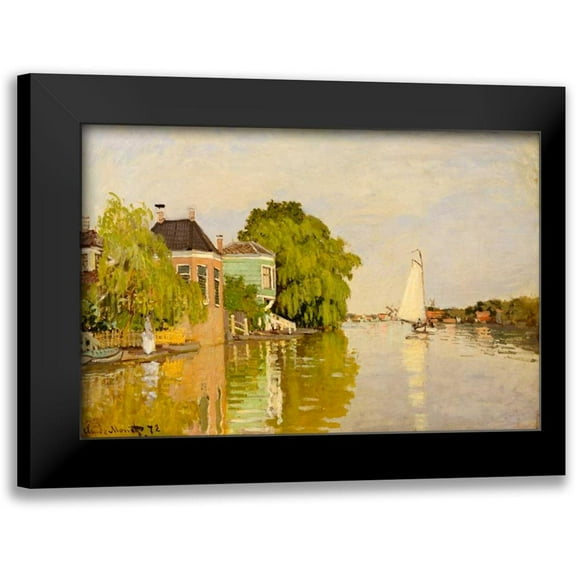 Monet, Claude 14x11 Black Modern Framed Museum Art Print Titled - Houses on the Achterzaan