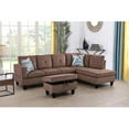 thumbnail image 4 of Starhome L Shaped Brown Couch with Ottoman(Pillows Included) Microfiber, 4 of 5