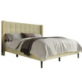 thumbnail image 4 of Home Design Danville Twin Tufted Upholstered Platform Bed with Wingback Headboard and Foam Cushion, Cream, Easy Assembly, 4 of 5