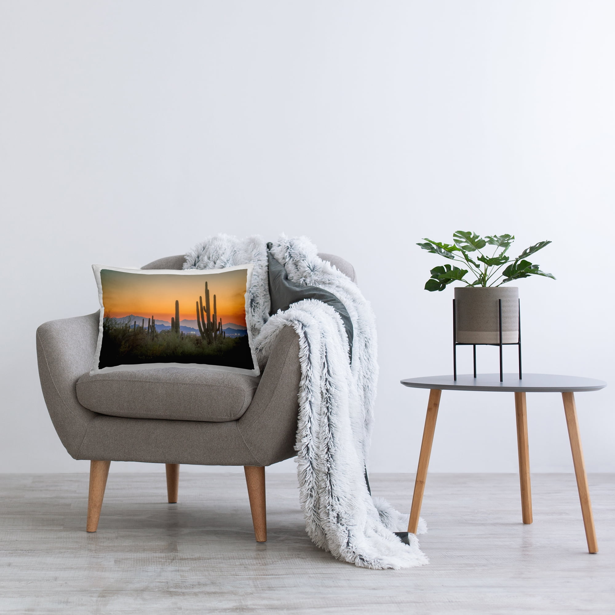 Stupell Industries Looming Cacti Sunset Decorative Printed Throw Pillow Design by Marty Hulsebos.