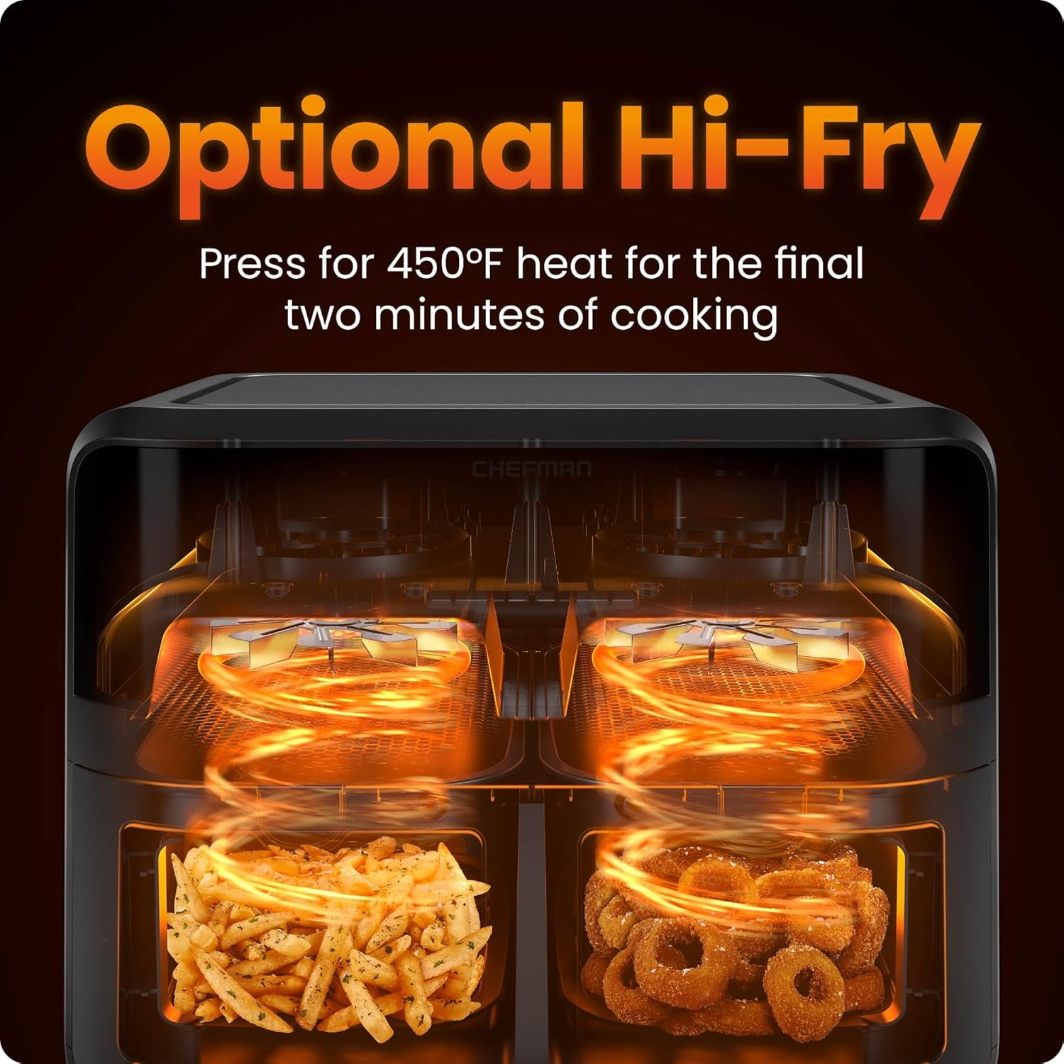 Chefman Dual Basket Digital Air Fryer w/ Easy View Windows, 2 Independent 3 Qt Baskets - Black