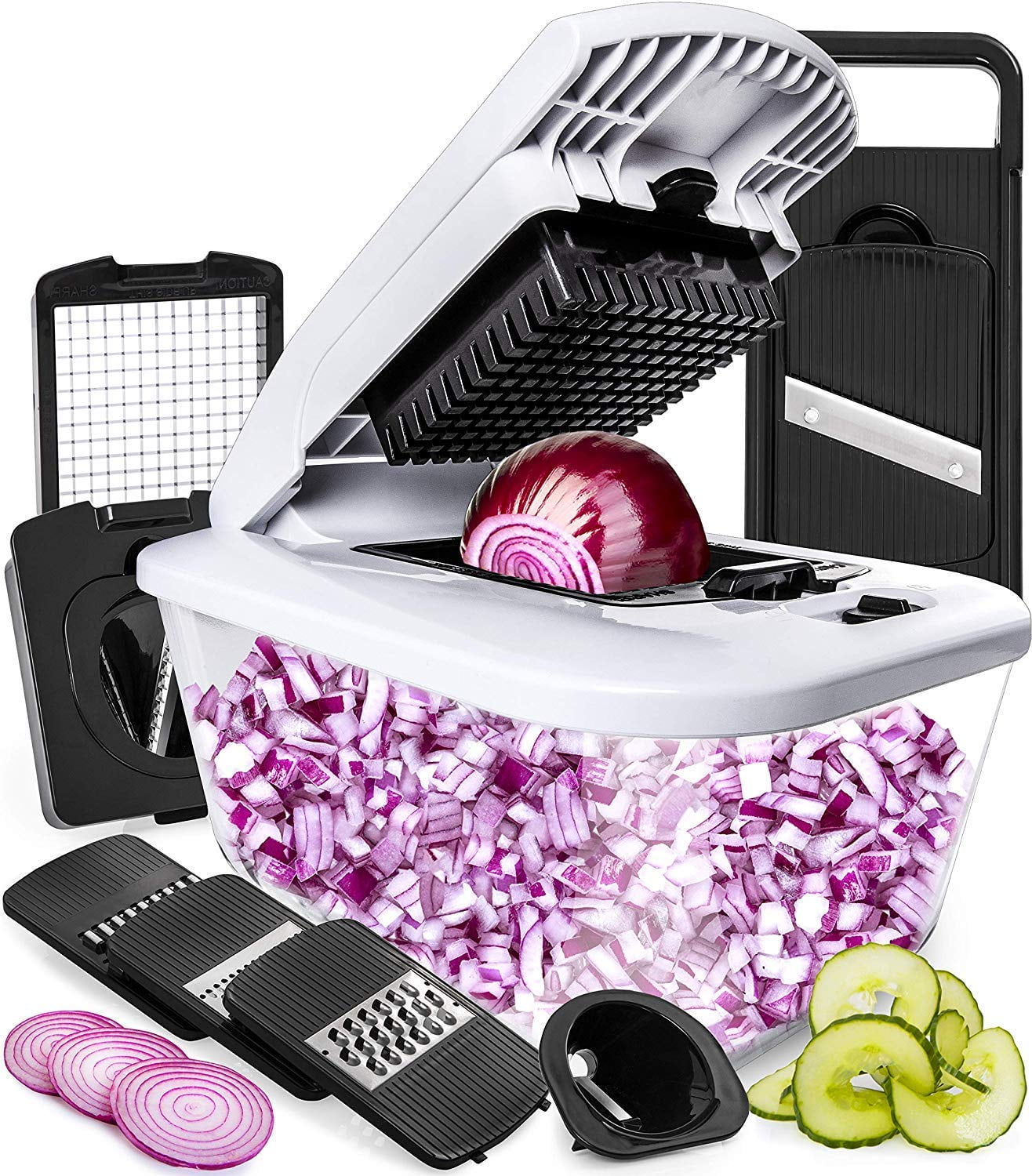 “Happyline”Vegetable Chopper Mandoline Slicer with Large Glass
