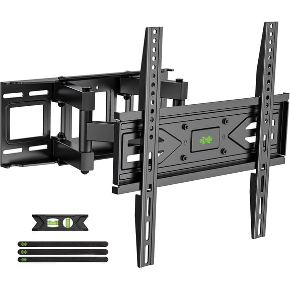 Full Motion TV Wall Mount for Most 32-70 inch TVs up to 99 lbs, Bracket with Dual Articulating Arms, Swivel, Tilt, Max VESA 400x400mm, Fits 12”/16” Wood Studs