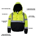 thumbnail image 7 of Men's ANSI Class 3 High Visibility Bomber Safety Jacket, Waterproof - Lime / 3XL, 7 of 7