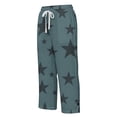 thumbnail image 5 of Women's Cotton Loose Straight Pants with Pockets, Mid Elastic Waist Drawstring, Side Slits Buttoned, Casual Business Beach Lounge Capri Pants | VerBelle,Mint Green S, 5 of 6