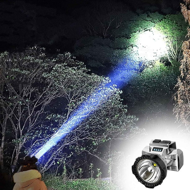Linterna Frontal Superbrillante, Led Recargable de Alta Potencia, Resistente Al Agua, Función de Banco de Energía, Atenuación de Dos Velocidades, Ideal para Acampar Al Aire Libre, Pescar y H
