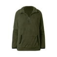thumbnail image 4 of Women Sweaters Casual Solid Color Half Zip Long Sleeved Pullover Fall Outfits Clothes,Green,S, 4 of 6