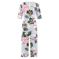 thumbnail image 5 of TaTaai Ladies Fashion Short Sleeve Floral Print Jumpsuit V-Neck Back Zipper Design with Side Pockets Comfortable Casual Long Jumpsuit for Daily Outdoor Spring Gift, 5 of 5