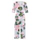 thumbnail image 2 of Pantalones de Vestido Casual para Mujeres Impresión Floral de Manga Corta con Cuello en V Cremallera Lateral de Bolsillo Pantalones de Sudadera para Primavera Verano Casual Diario, 2 of 5