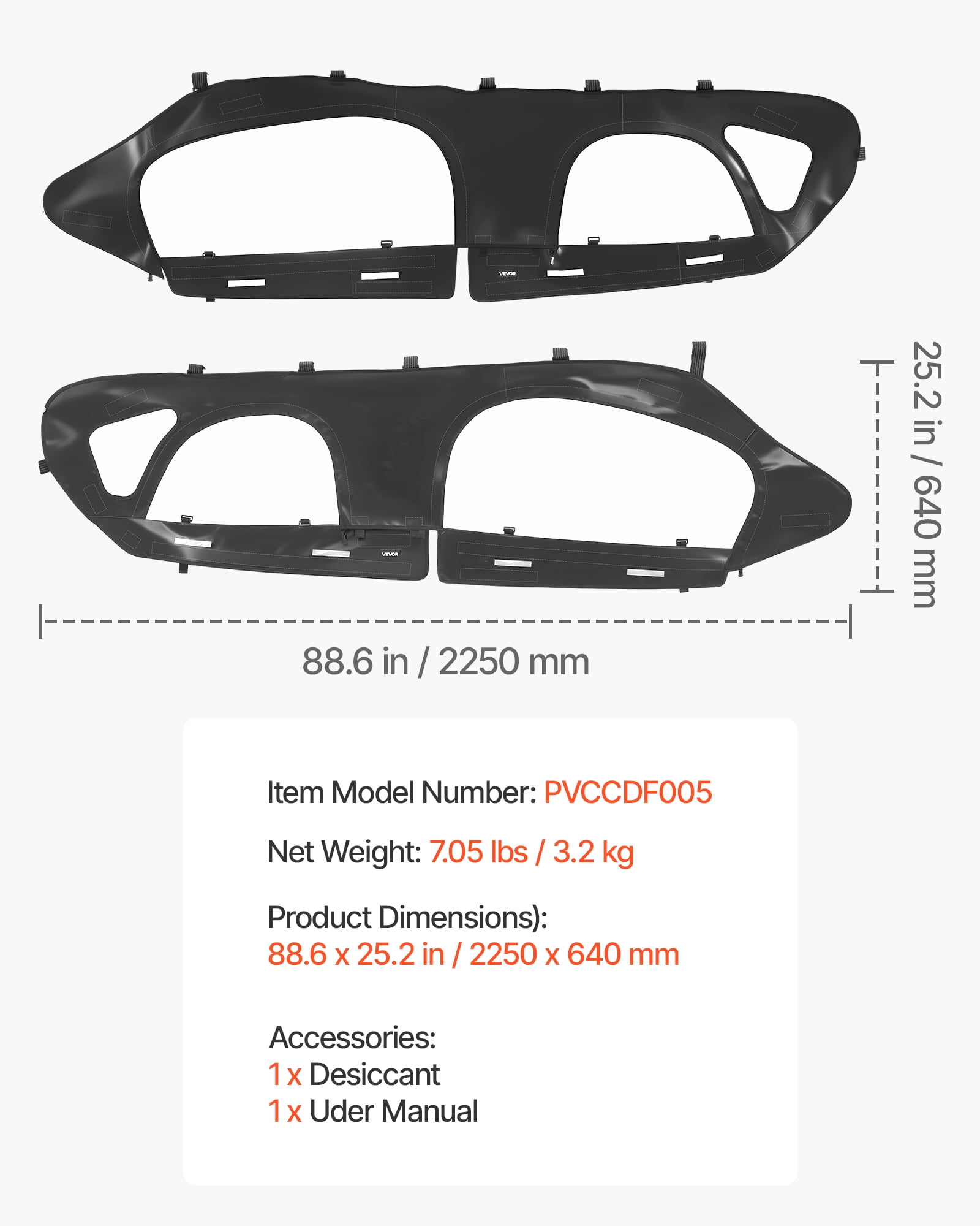 VEVOR Cab Enclosure Upper Doors, Compatible with Can-Am Maverick X3 MAX 4-Seater 2017-2024, Soft Upper Doors, Windproof Upgraded Zipper UTV Soft Side Window Kit