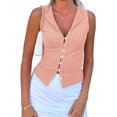 thumbnail image 2 of Slim Fit Women Sleeveless Button Down Knit Tank Tops, 2 of 7