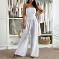 thumbnail image 2 of GILIGEGE Women's Jumpsuits Tropical Strapless Jersey Jumpsuit Wide Leg Overall Sleeveless Outfit Casual Beach Overalls for Women Loose Fit Summer Double Layer Cotton One Neck Pocket Waist Jumpsuit, 2 of 5
