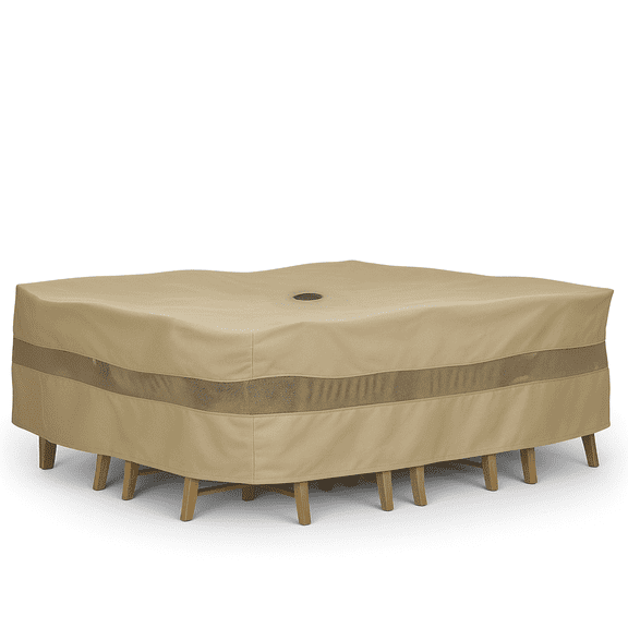 Covered Living Ultra large Patio Set Cover 160"Lx90"W Fits Rectangular or Oval Table Set, Center hole for umbrella