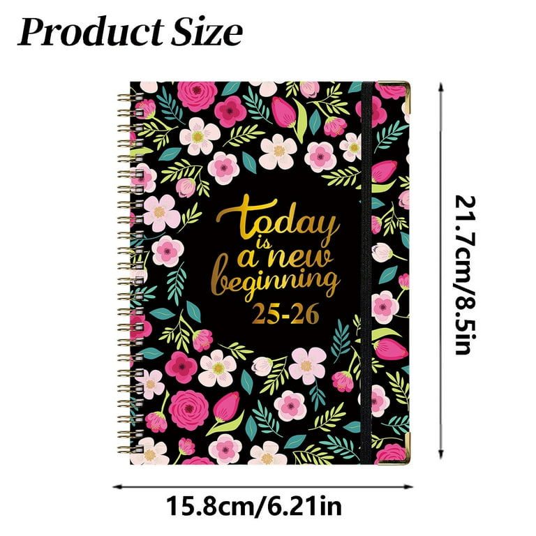 2025-2026 Academic Planner - July 2025 To June 2026, Weekly & Monthly, Hard Cover A5 With Tabs, Floral