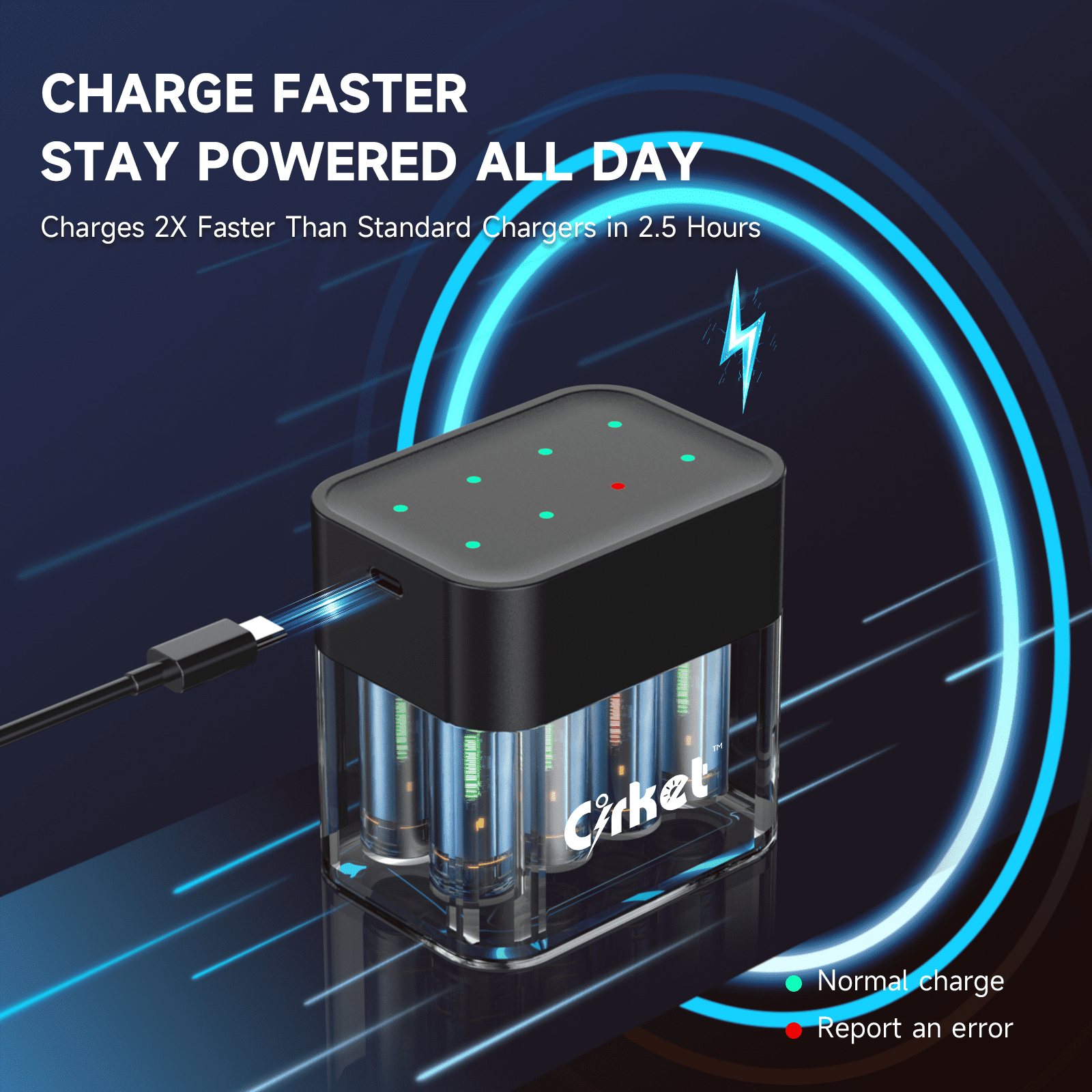 Cirket 4-Pack AA 3600mWh + 4-Pack AAA 1300mWh 1.5V Rechargeable Batteries, USB Charger Included, Long-Lasting for Wireless Mouse, Toys, Cameras, Flashlights, Eco-Friendly & Cost-Effective