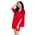 thumbnail image 3 of Pijamas sexys de seda suave con espalda de hielo para mujer, pantalones cortos finos de manga corta y cuello cuadrado pequeño, ropa para el hogar para primavera y verano, 3 of 5