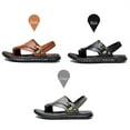 thumbnail image 6 of Sandals for Men with Back Strap Comfortable Beach Summer Leather Walking Flip Flops Orthopedic Slip on Slides, 6 of 7