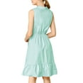 thumbnail image 3 of MODA NOVA Junior's Ruffled Sleeveless Vintage Shirt Midi Dress with Belt, 3 of 5