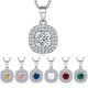 thumbnail image 5 of Colgante circular chapado en plata para mujer con piedra de cristal central, 5 of 5