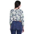 thumbnail image 3 of Moomaya Cropped Long Sleeve Tops For Women Printed Round Neck T Shirt Crop Top, 3 of 4