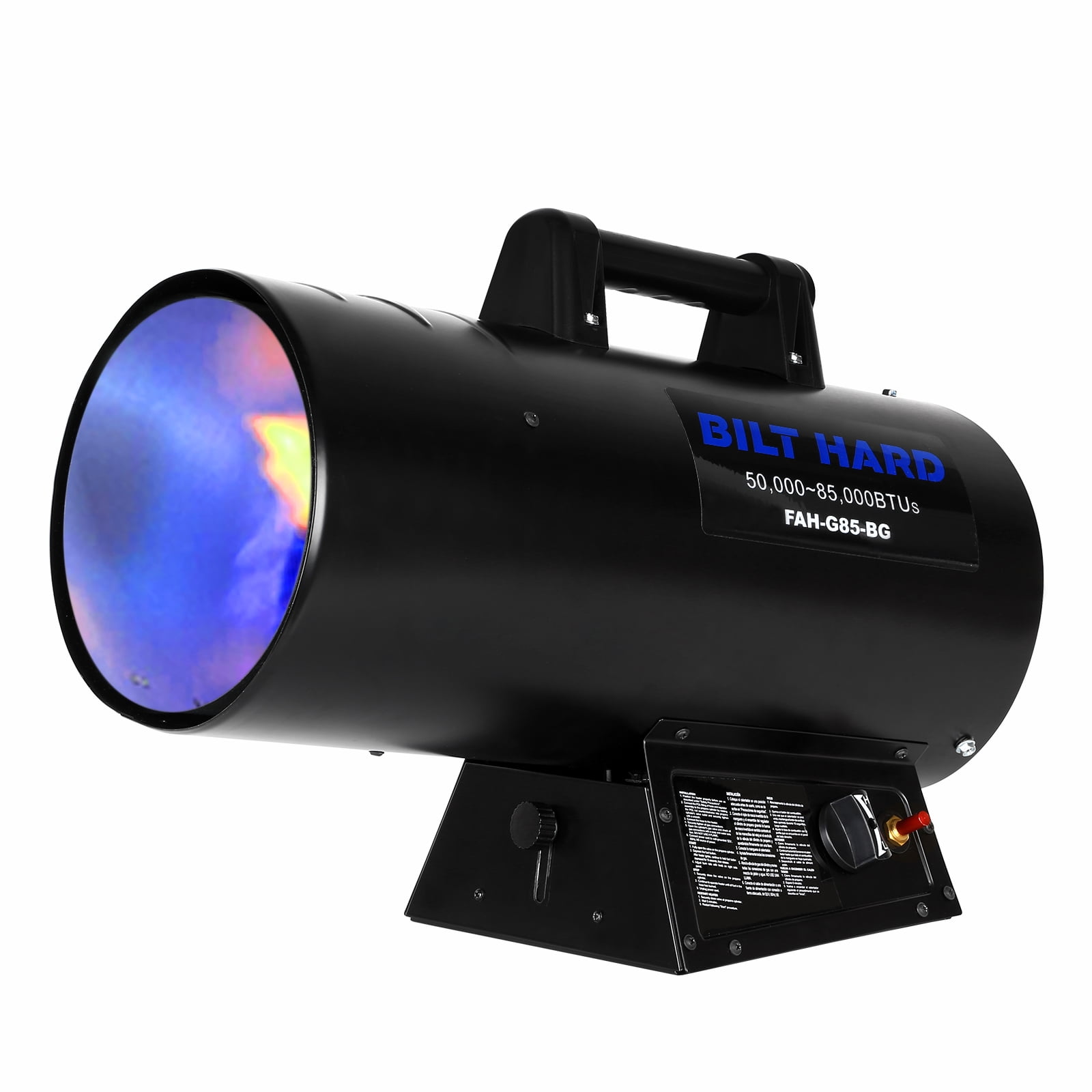 BILT HARD 85,000 BTU Forced Air Propane Heater, Adjustable Portable Liquid  Propane Gas Torpedo Heater for Jobsite, Garage, and Construction Sites, CSA  Listed - Walmart.com