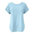 thumbnail image 4 of Mlzmgr Summer Tops for Women Short Sleeve Breathable Crew Neck Loose Comfy Tee Shirts Solid Color, 4 of 4