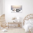 thumbnail image 3 of Zen Stone Canvas Wall Art - Just Breathe Yoga Quotes, White Lotus Flower Spiritual Artwork Framed Modern Decor for Bathroom Spa Living Room Bedroom, 3 of 6