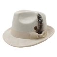 thumbnail image 2 of XIAOCHA Womens Feather‑Bow Fedora Hat Solid Wide‑Brim Hat Outdoor Festival Hat,White, 2 of 4