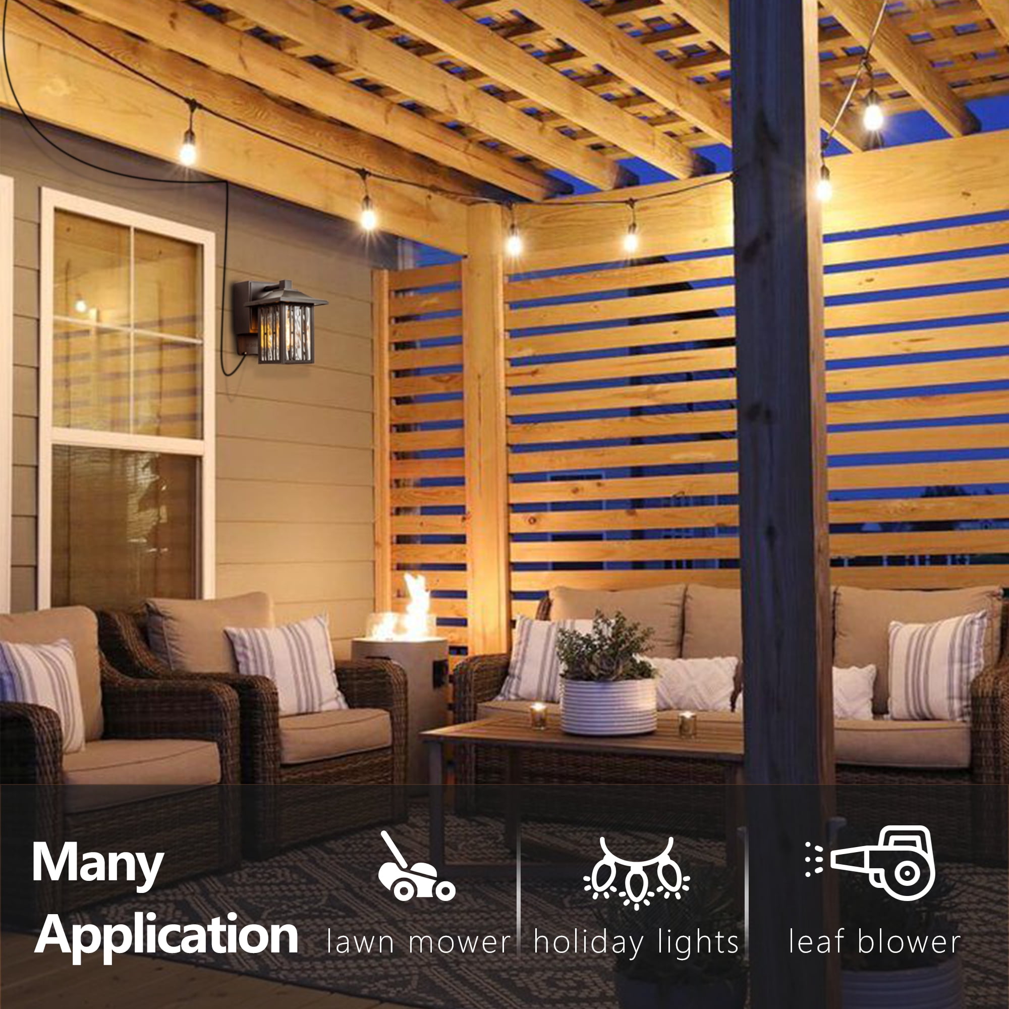 2-Pack Outdoor wall light with GFCI outlet with Water Glass