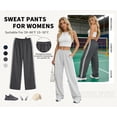 thumbnail image 3 of TEMOFON Womens Pants Casual Summer Sweatpants Elastic Waistband with Pockets Comfy Wide Leg Pants for Jogging Dark Grey XL, 3 of 10