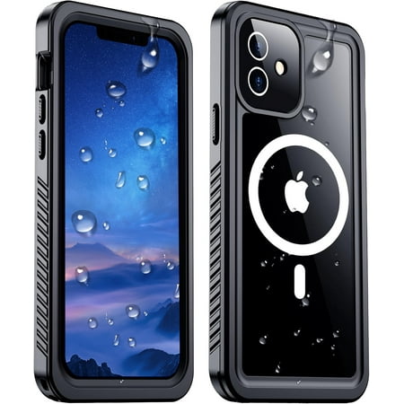 Casetego Magnetic Case for iPhone 12 IP68 Waterproof Case,Built-in 9H Screen Protector & Camera Protector [Compatible with MagSafe] [Military Dustproof] Full Body Shockproof Phone Cover