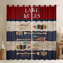 Homewish Hunting and Fishing Curtains Pack of 2 (42x84 Each), Rustic Cabin Paddle Curtains Blackout, Wheat Navy Abstract Bedroom Curtains, Curtains Blackout Decor