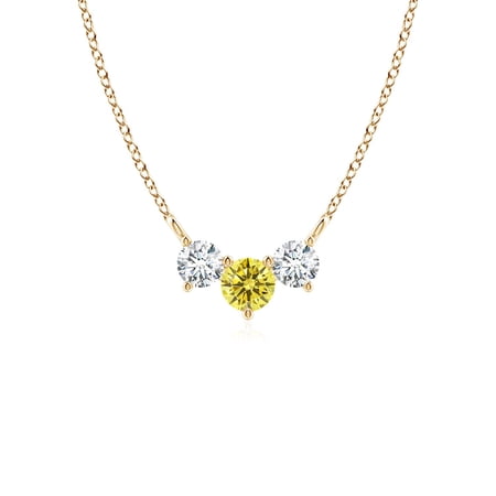 ANGARA Lab Grown Yellow & White Diamond Necklace for Women in 14K Yellow Gold (Size-4mm| Clarity-VS) | April Birthstone, Anniversary, Jewelry Gift for Women | Lab-Grown Yellow Diamond Necklace