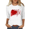 thumbnail image 1 of Penkiiy Chemises à Manches 3/4 pour Femmes, T-Shirts Graphiques Imprimés Mignons, Blouses Décontractées Grande Taille, Hauts Basiques, Pull-Over, L Multicolore, 1 of 1