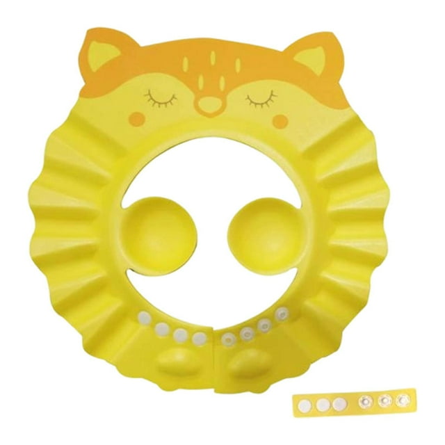 Gorro de ducha para bebé, gorro de baño, accesorio de ducha, gorro ajustable y reutilizable para lavar el cabello, para niños de 0 a 9 años. Amarillo