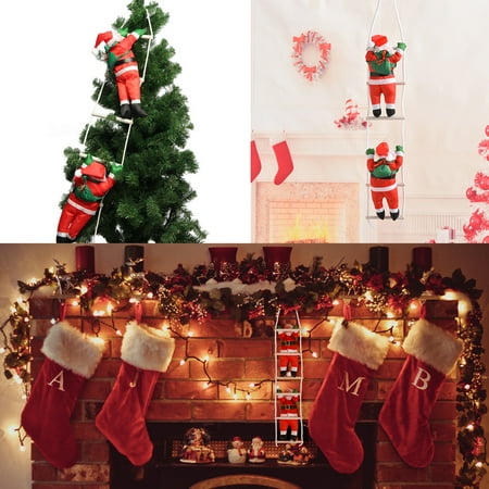 Santa Claus Climbing On Rope Ladder Christmas Tree Indoor Outdoor